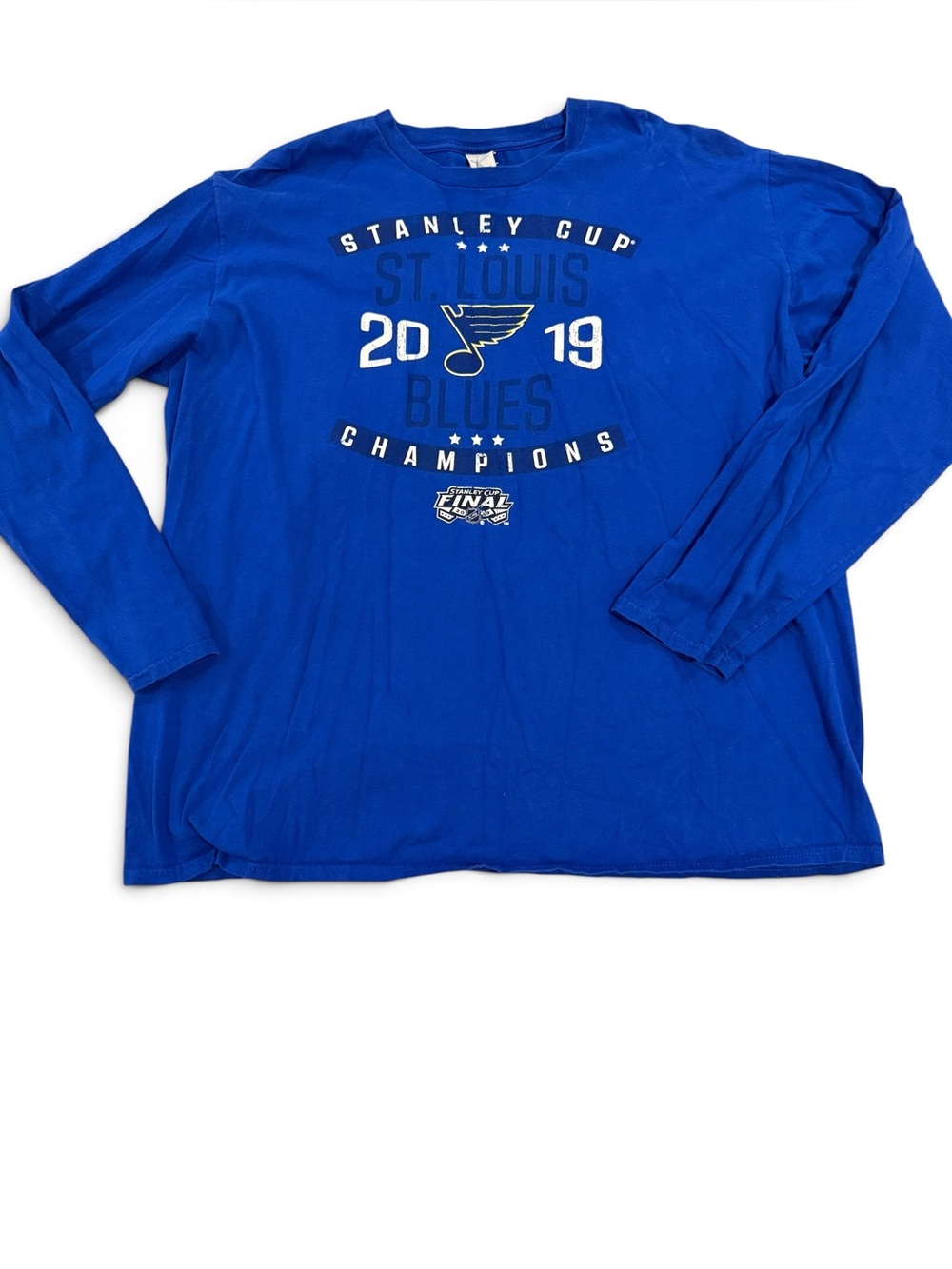 Fanatics St Louis Blues 2019 Stanley Cup Blue Long Sleeve Tee Shirt 2XL